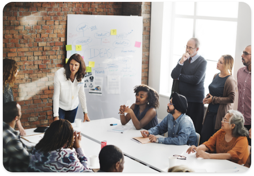 Workshop session with diverse group of professionals